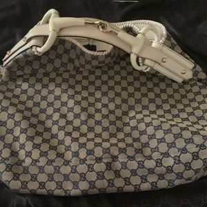Gucci Monogram Navy and Ivory Hand Bag
